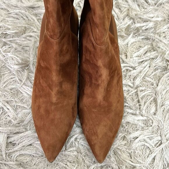 NWOB Stuart Weitzman Carly 5050 Suede Stretch Over The Knee Boots in Coffee sz 5 - Picture 6 of 11